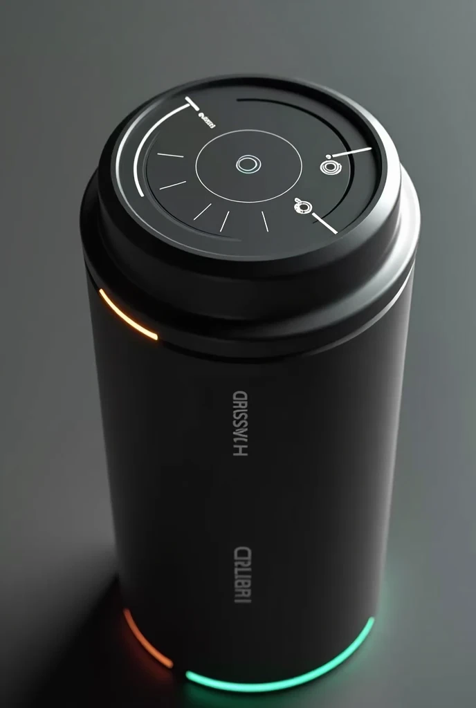 a cup that heats itself, changes color to black in a circular shape with several controls, adds LED, adds brand name
