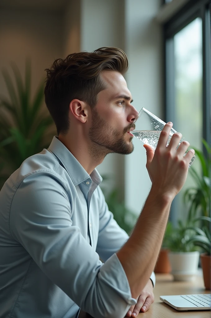 Create a video man drink water