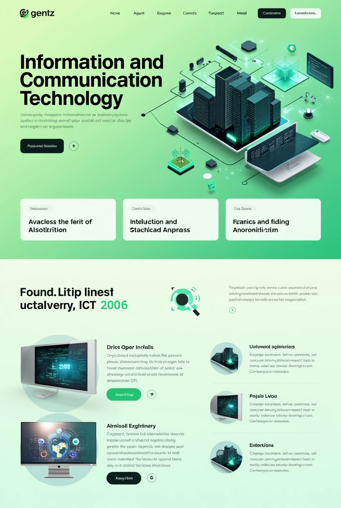 Make a website which is related to ICT.just make a front page.Color is light green.