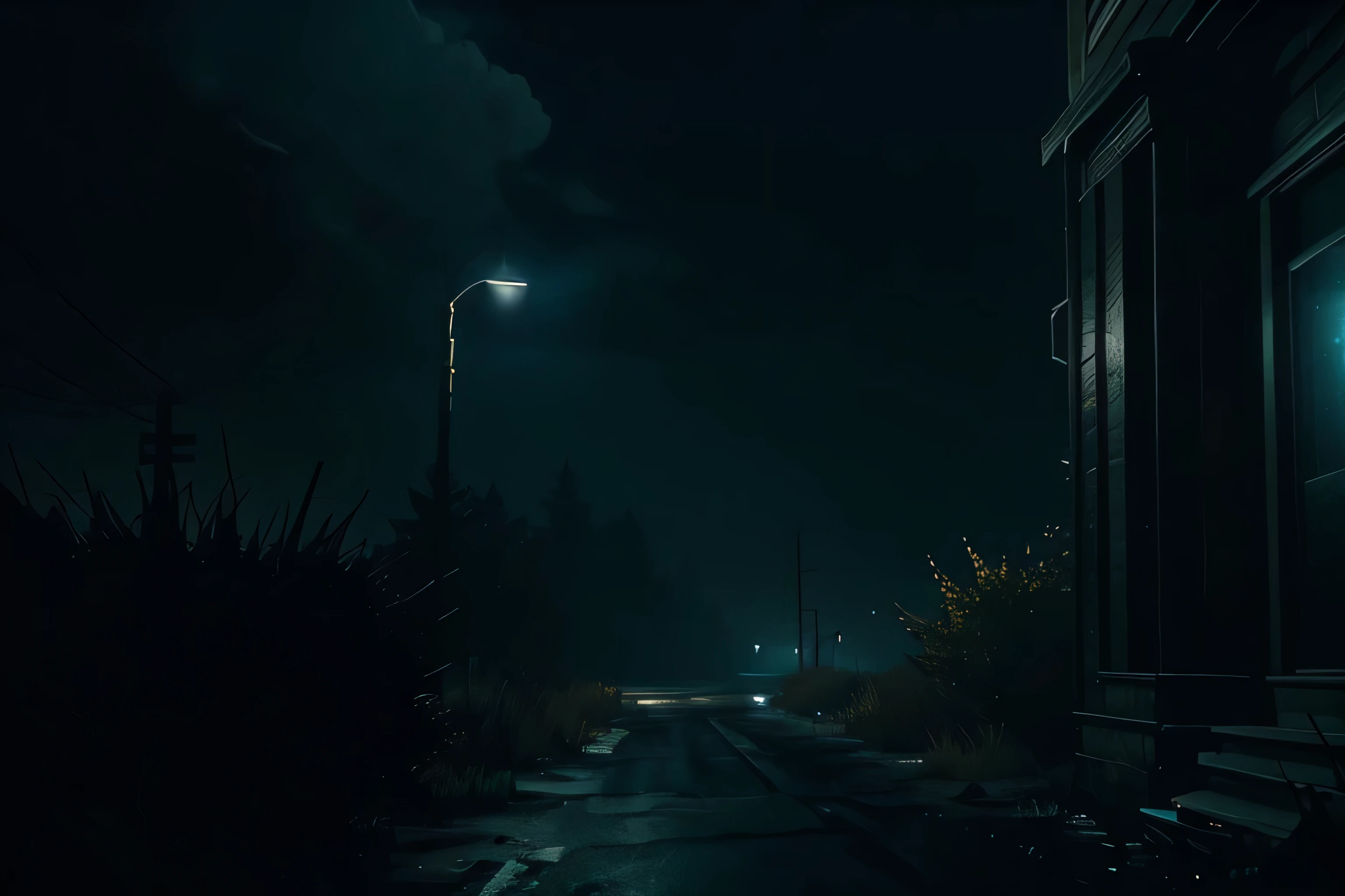 there is a small light that is on in the dark, video game screenshot>, high definition screenshot, pc screenshot, hyper-realistic environment, gameplay still, beautiful screenshot, detailed atmospheric and gritty, cinematic lighting at night, dimly lit scene, beautiful and cinematic lighting, cinematic night lighting, detailed textures and lighting, gameplay footage, high quality screenshot, cinematic outdoor lighting
