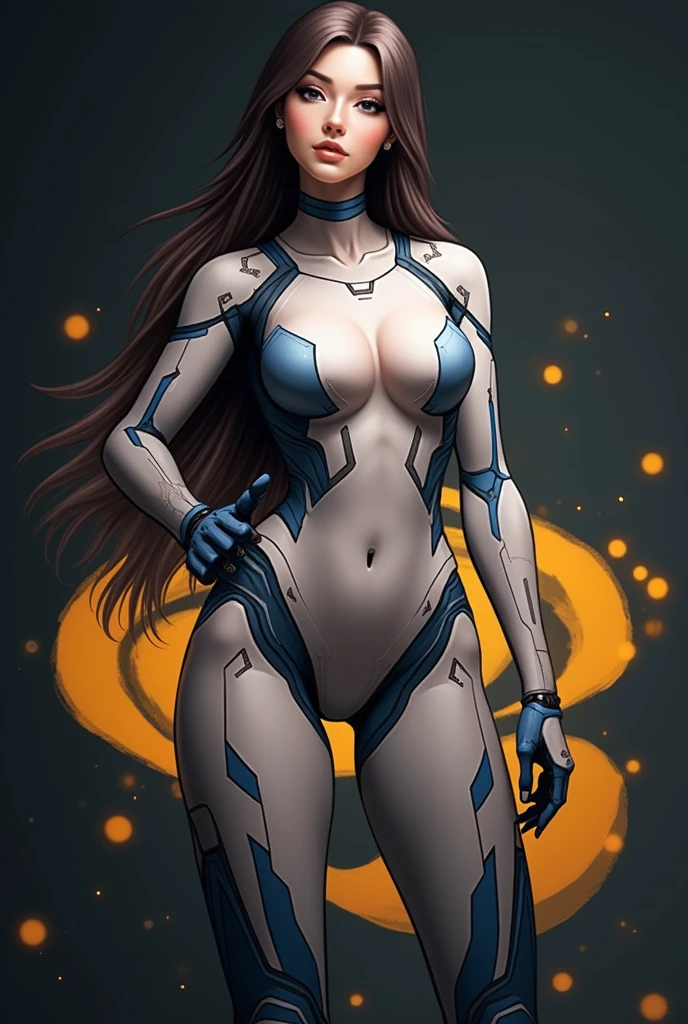 a close up of a woman in a white and blue suit, cyberpunk art inspired by Marek Okon, trending on cg society, digital art, perfect android girl, perfect anime cyborg woman, cute cyborg girl, beutiful girl cyborg, cyborg - girl, gynoid cyborg body, cyborg girl, japanese cyborg, beutiful white girl cyborg, anime cyborg