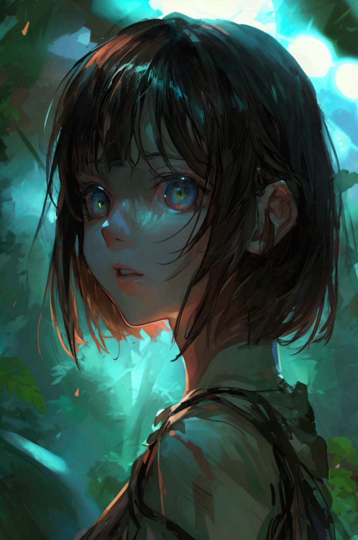stalker, fullbody, Masterpiece, best quality, (highly detailed CG unity 8k wallpaper), (best quality), (best illustration), (best shadows), highly detailed((best quality)), ((masterpiece)), (detailed),masterpiece, best quality, fullbody, photorealistic, stunning innocent symmetry face, emotional, cute teenage girl in the distant, fullbody, detailed face, beautiful detailed eyes, stalking a girl throughout a forest,terrified, terrifying dark and creepy night,stalking in the distant, secluded