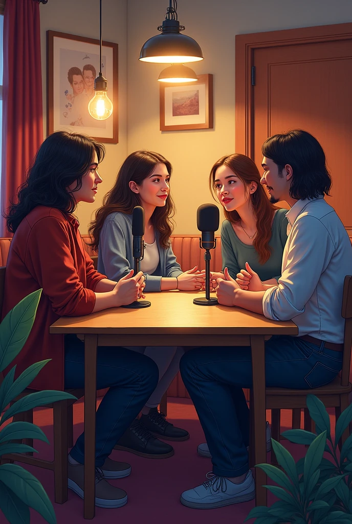 Illustration of a podcast telling a story about people who remember their past lives.