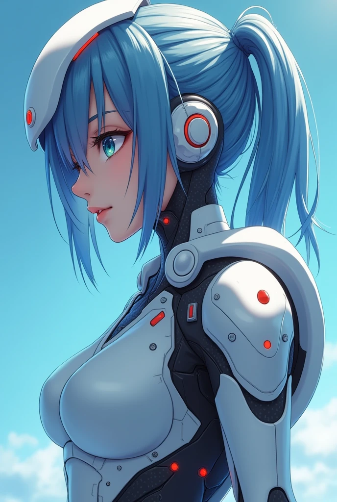 professional camera angle,a close up of a woman in a white and blue suit, perfect android girl, perfect anime cyborg woman, cute cyborg girl, beutiful girl cyborg, cyborg - girl, gynoid cyborg body, cyborg girl, japanese cyborg, beutiful white girl cyborg, anime cyborg, perfect cyborg female, girl in mecha cyber armor, beautiful female android!, echo from overwatch