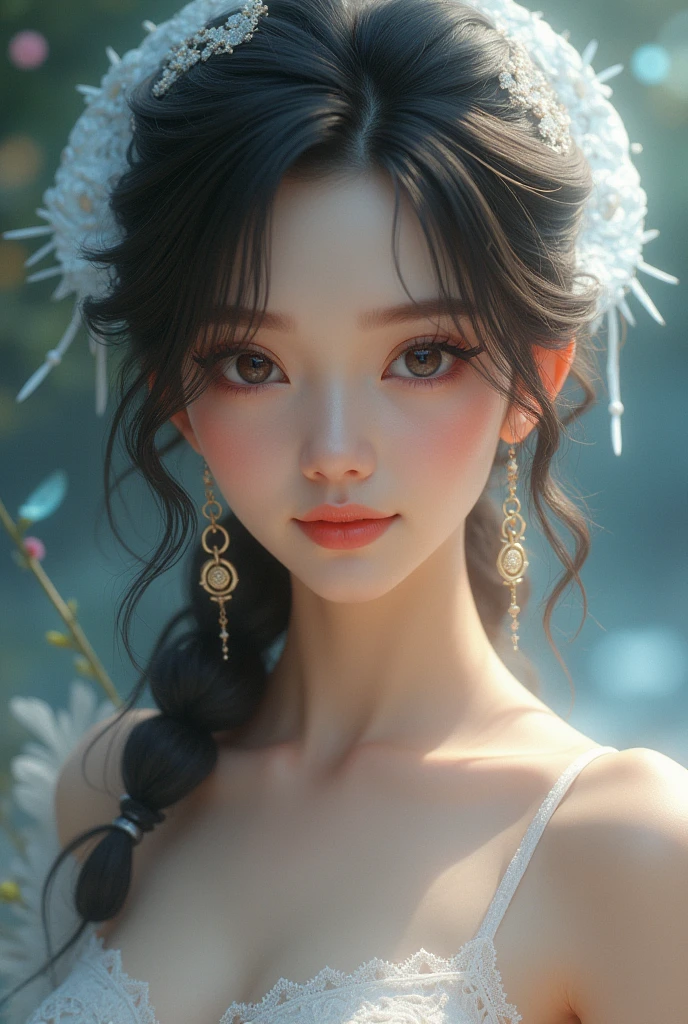 A high detailed girl with beauty of moon with charming smile