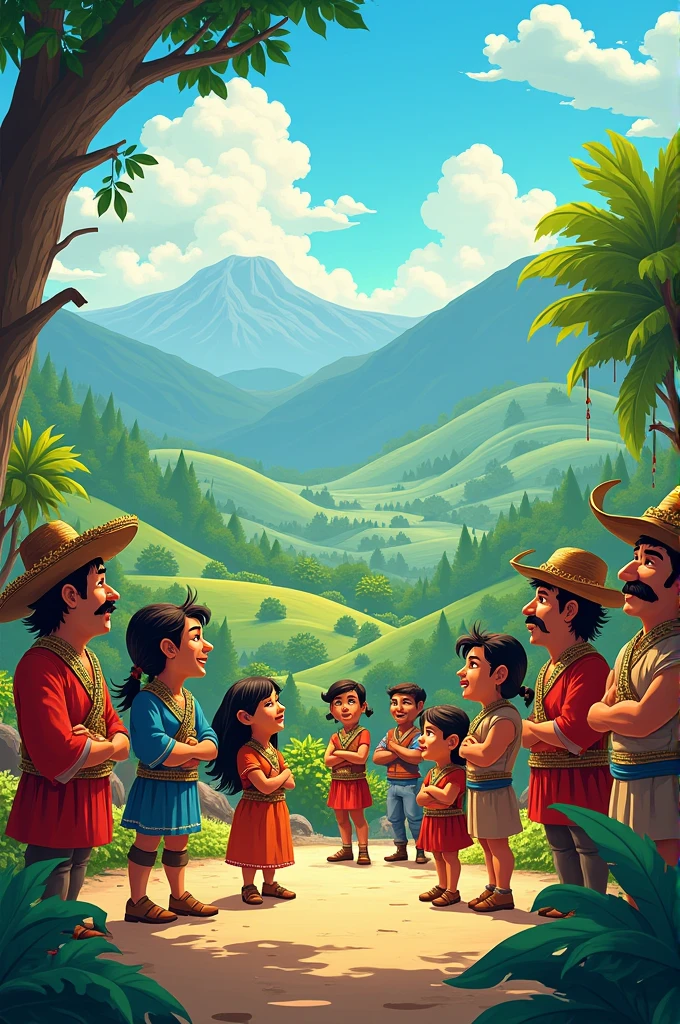 Cartoon depicting the colonization period in Colombia