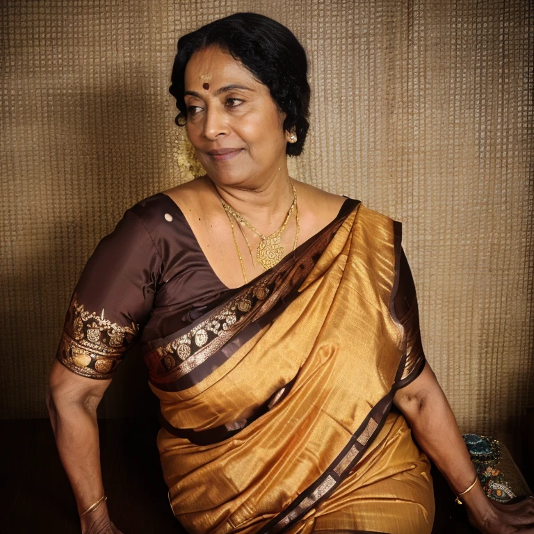 vijaya milf, hot curves,cute face,a woman in a brown dress and black pants ,(cinematic:1.3), intricate details, (ArtStation:1.2),detailed face, 4k, UHD,beautiful eyes, realistic skin texture,hairs tied up , Sexy curves ,milf figure,years,Beautiful Indian Woman, kerala Beauty, gorgeous, hindu bhabhi,godess women,