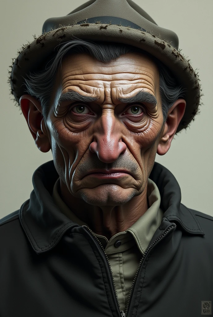 create an image of samuel the salmeul is an ugly person, black,and cochos