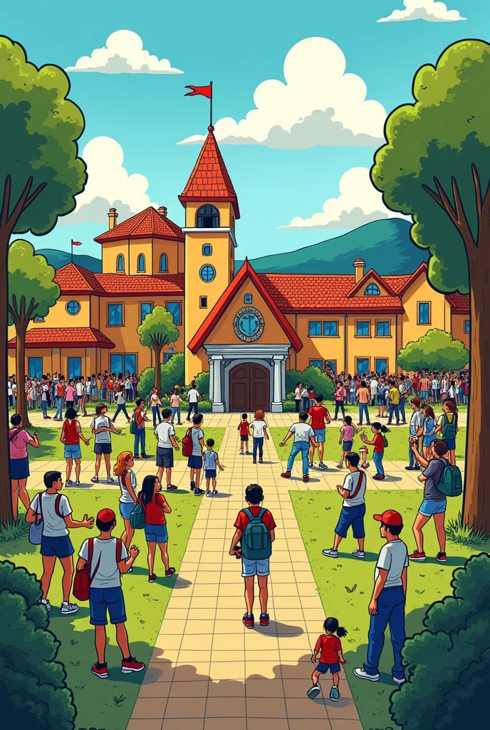 Cartoon depicting what happened at the Free University of Boyaca in Colombia