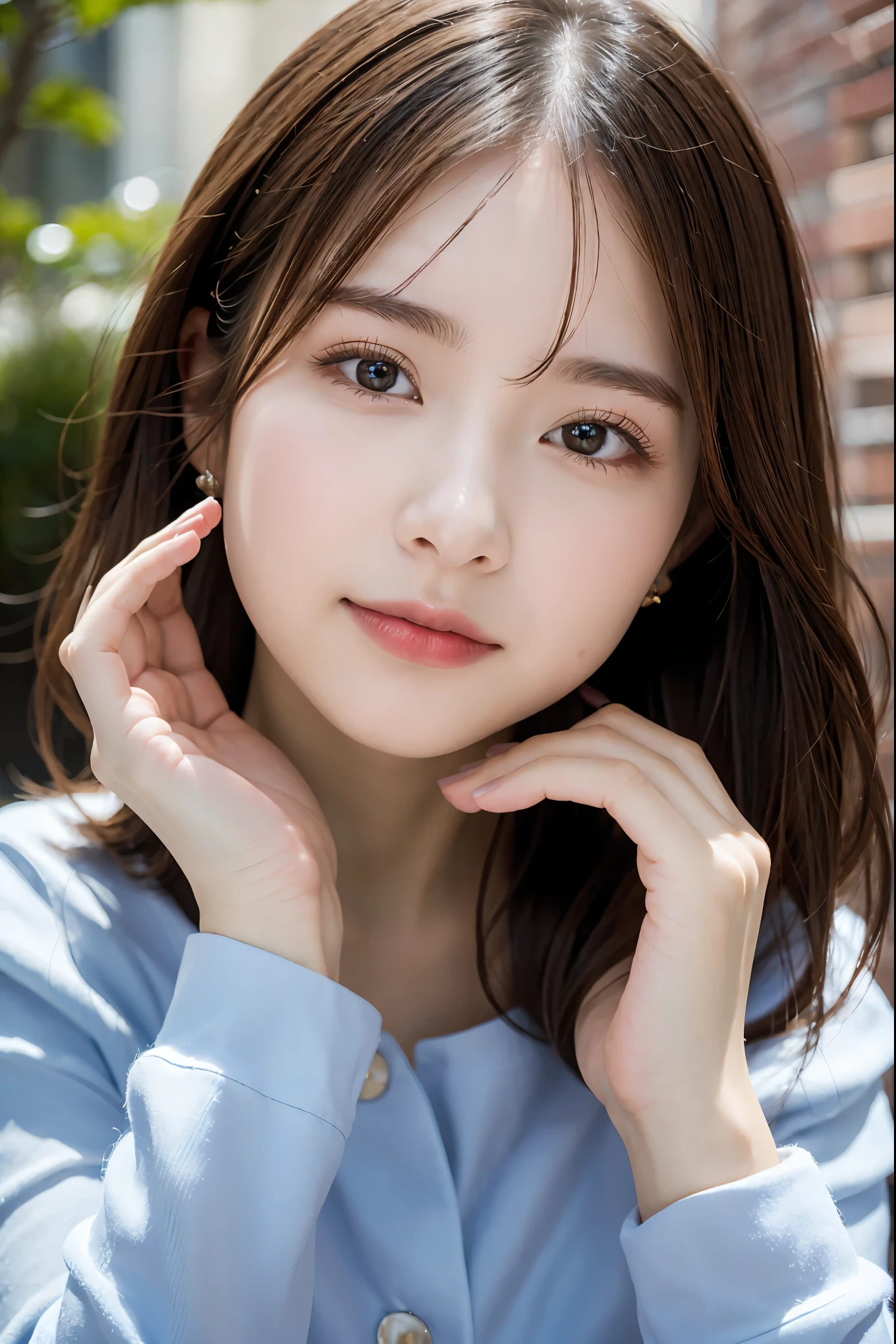 (8ก, Highest quality: 1.2), Very detailed, A complete solution, (Realistic, Realistic photo: 1.37), Portraiture, High resolution RAW color photograph, Arrested at work, High resolution and beautiful, High resolution, 8ก Image Wallpaper, Amazing details, Large file size, Very detailed美しい, Very detailed face, Finely defined eyes, Fine skin., All features are clearly displayed., The contours of the fingers are perfectly shaped.., The nose shape is correct., expressive lips, Perfect Anatomy, The background is not blurred, One Story, (20:1.2), 20th Generation, cute, Realistic