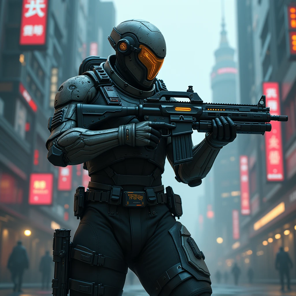Sci fi cod character with gun