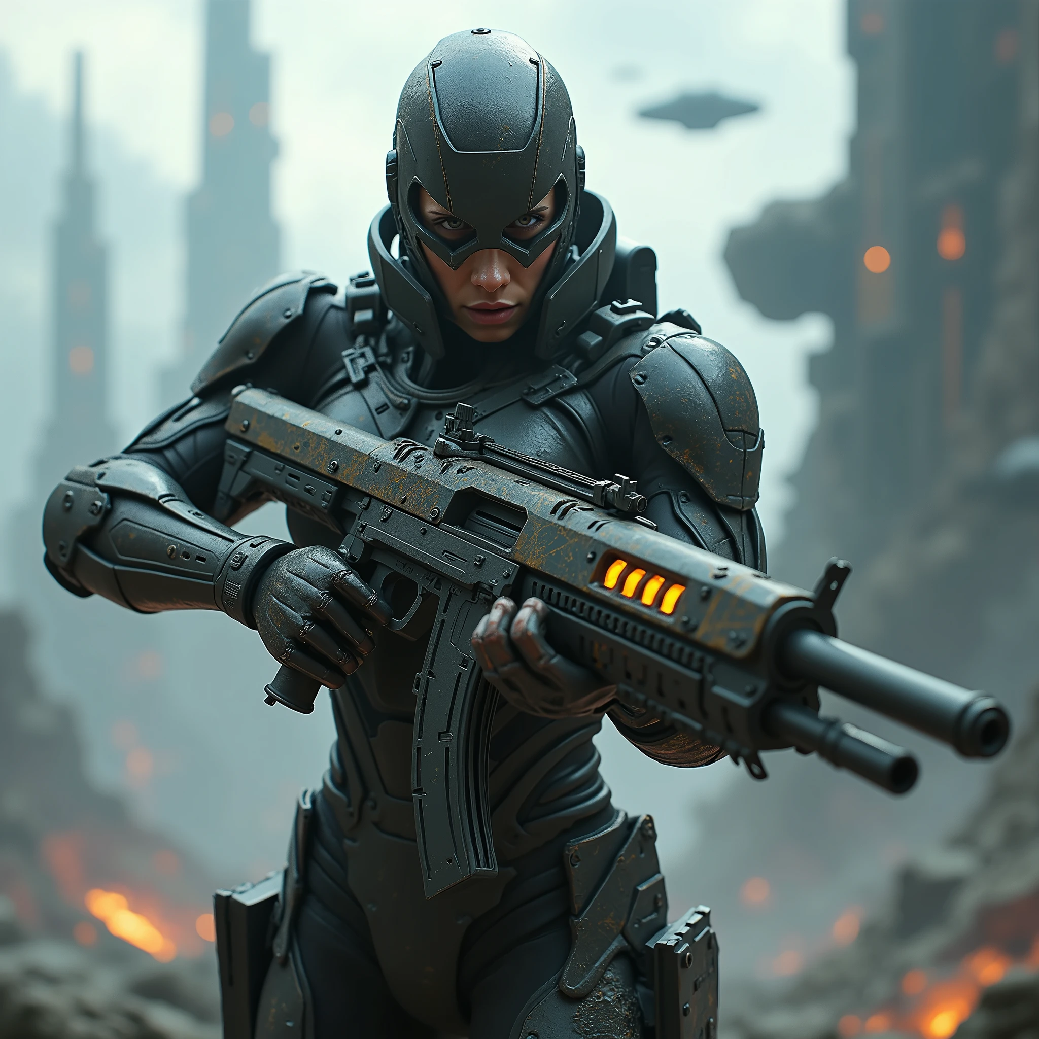 Sci fi character with gun