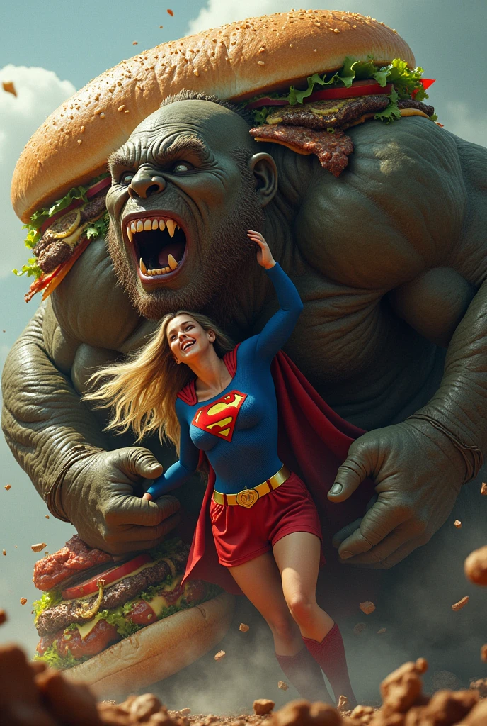 Ogre eating Supergirl in a sandwich 