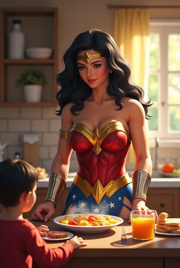 superhero wonder women prepared breakfast for the 
