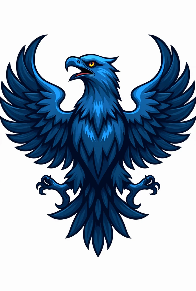 The logo of a blue eagle with its wings spread out and then showing the entire head in the middle, then the wings should not be too many and the background is transparent, seni vector berbasis macot dengan line art hitamnya yang agak tebal, cgsociety, seni digital, prajurit phoenix, ikon video game, det, vector, quetzal, grafik vvector seperti logo pada game, very symmetrical!, arm detail, steam community, kilat cyan, neotribal, logo mascot, show the whole body