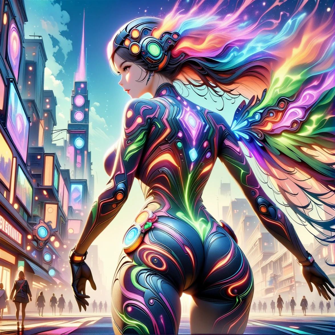 (widescreen, downtown, work of art, best qualityer: 1.2), 1 beautiful sexy girl,Extremely bright eyes,sensual lips,Star-shaped glitter dress,holding the gun with both hands,((((vision)))),vision em primeira pessoa, ass pov, ultra HD, retina, work of art, precise, anatomically correcte, texturized skin, super detaill, High details, 8k