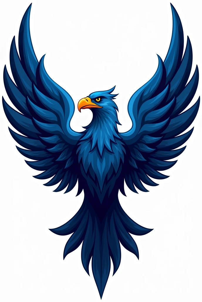The logo of a blue eagle with its wings spread out and then showing the entire head in the middle, then the wings should not be too many and the background is transparent, seni vector berbasis macot dengan line art hitamnya yang agak tebal, cgsociety, seni digital, prajurit phoenix, ikon video game, det, vector, quetzal, grafik vvector seperti logo pada game, very symmetrical!, arm detail, steam community, kilat cyan, neotribal, logo mascot, show the whole body