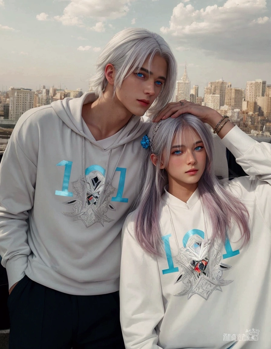 handsome guy with white hair and blue eyes