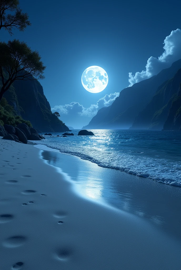 Moon night beach,  no person