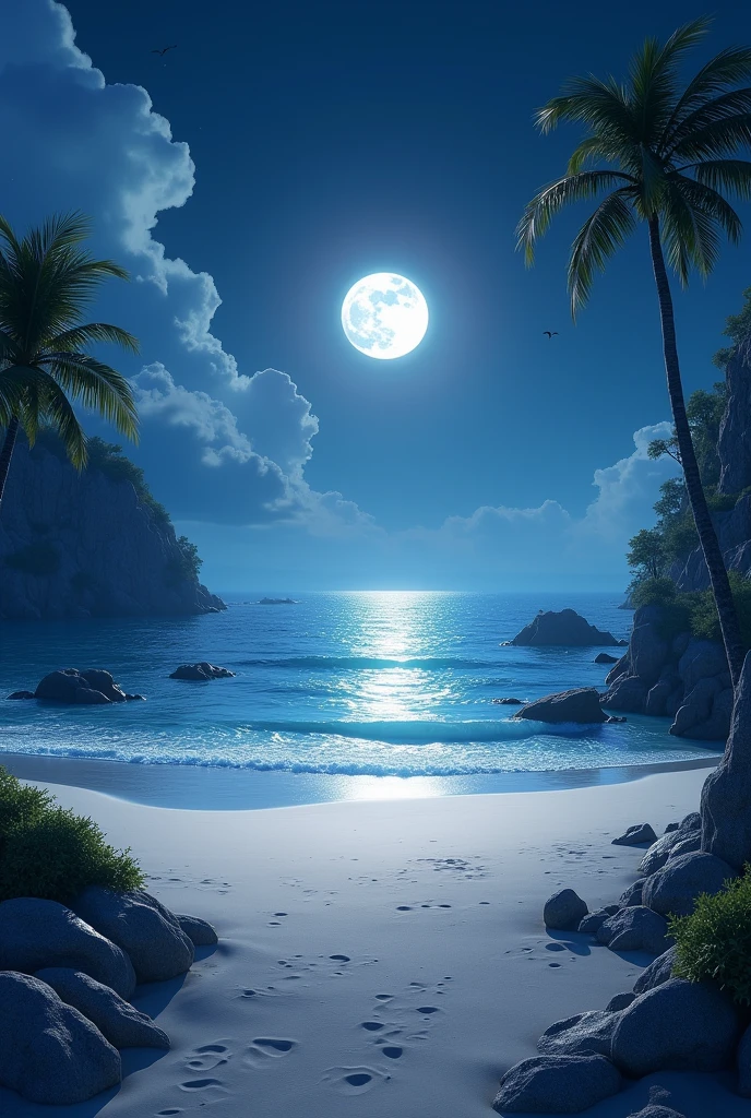 Moon night beach, no person