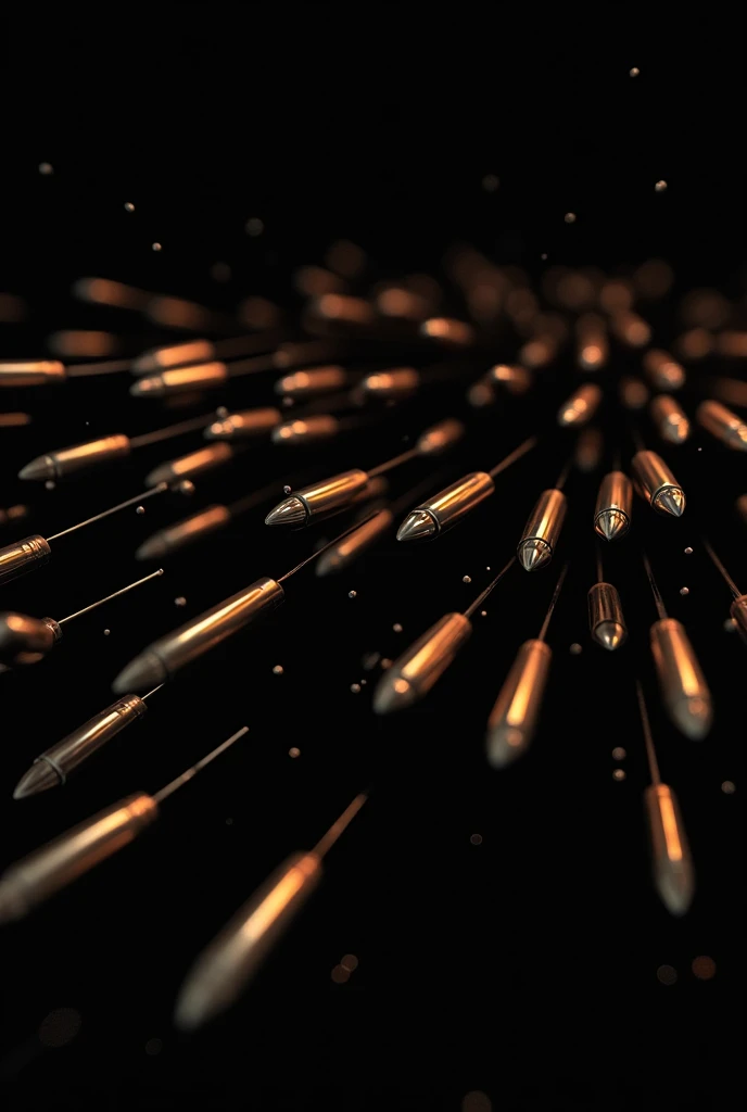 Animated background image of gun bullets in 4k ultra realistic Flying 