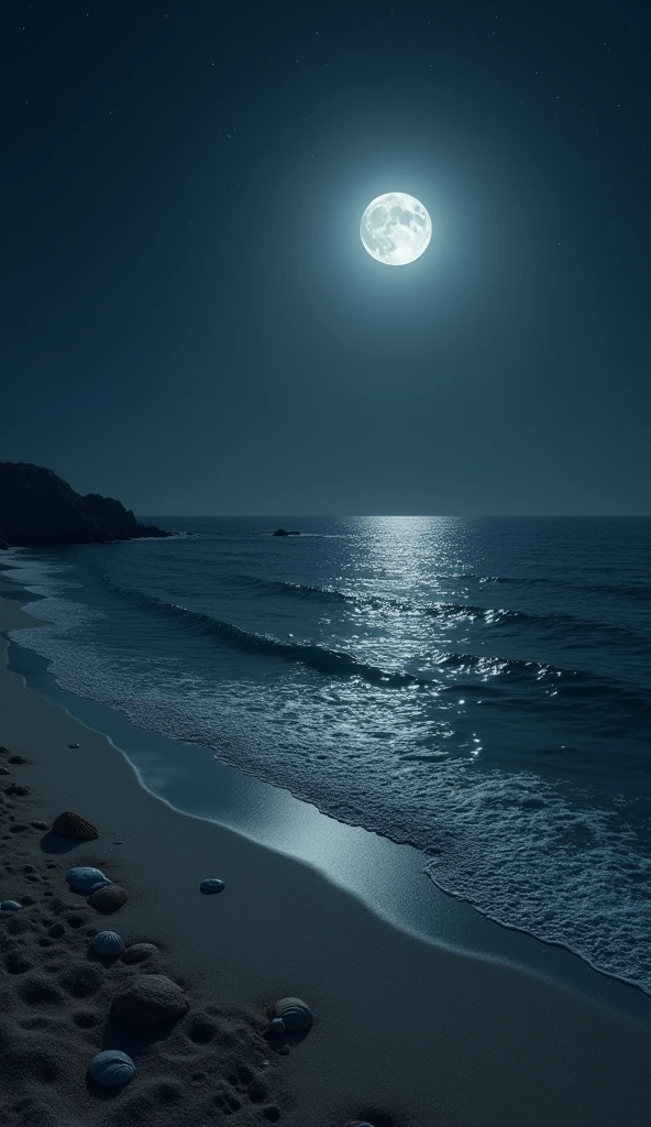 Moon night beach, no person