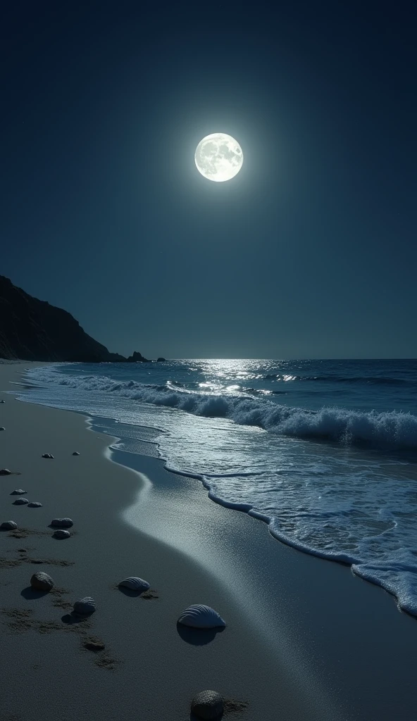 Moon night beach, no person