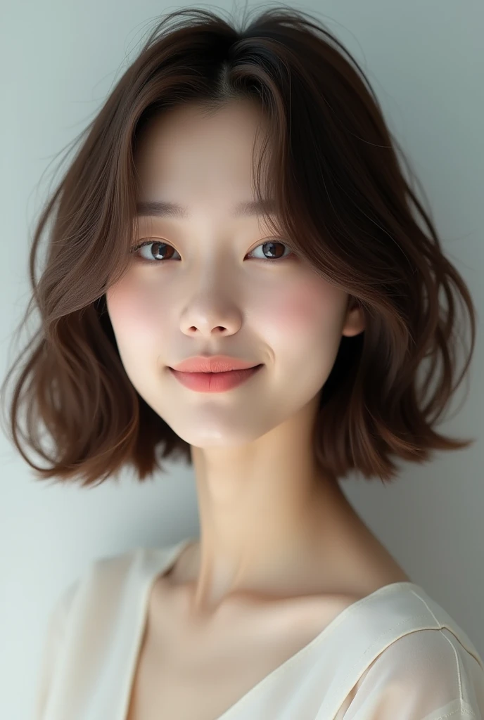 ((best quality)), ((masterpiece)), (detailed), perfect face, no make face, bob hair, brown hair ((complete closed mouth)), 20 years old Japanese idol, 1 pretty girl, 