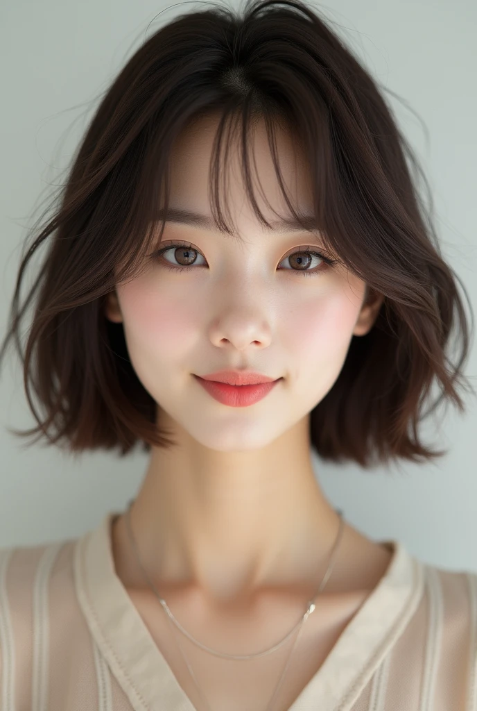 ((best quality)), ((masterpiece)), (detailed), perfect face, no make face, bob hair, brown hair ((complete closed mouth)), 20 years old Japanese idol, 1 pretty girl, 