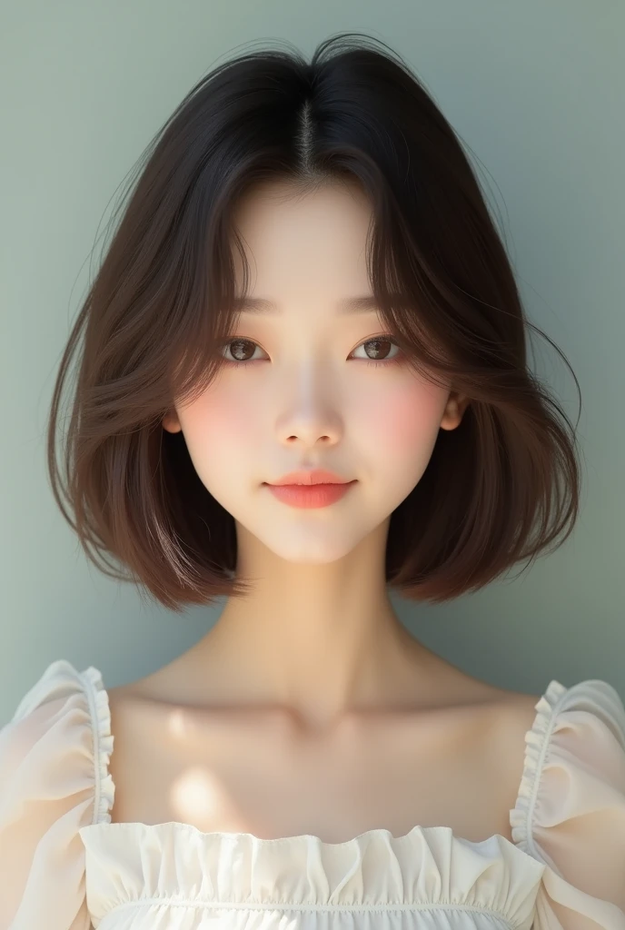 ((best quality)), ((masterpiece)), (detailed), perfect face, no make face, bob hair, brown hair ((complete closed mouth)), 20 years old Japanese idol, 1 pretty girl,