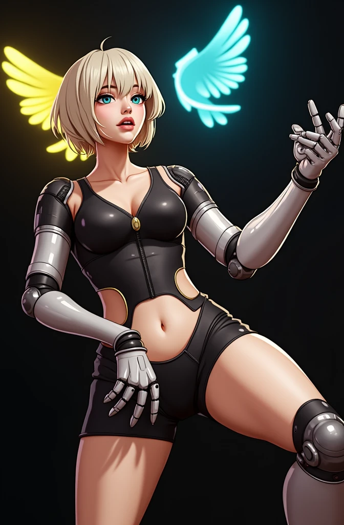 there is a woman in a robot suit posing for a picture, cyberpunk art inspired by Marek Okon, cgsociety contest winner, neo-dada, cute cyborg girl, beutiful white girl cyborg, perfect android girl, beutiful girl cyborg, perfect anime cyborg woman, cyborg girl, cyborg - girl, beautiful cyborg girl, beautiful female android!, perfect cyborg female