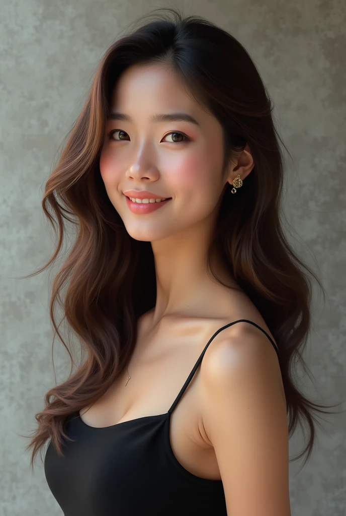 Ai of jennie of blackpink with long brown hain and exactly like jennie face and maroon long dress and full body pic and it should be full pic not zoom picshiny body and glossy lips and best eyes and eyes should be on the place with brown color but she should like exactly like jennie from blackpink and show all body head will be not cut and smile face but not like this she should be like first ai and perfect big boobs and body should be like celebrity but big boobs and hips should be normal but first face not this one and zoom out pic it's not that face a little bit more big boobs and sexy smile but zoom out pics normal size boobs in middles no clothes only on boobs and head shoul be not hide or cut