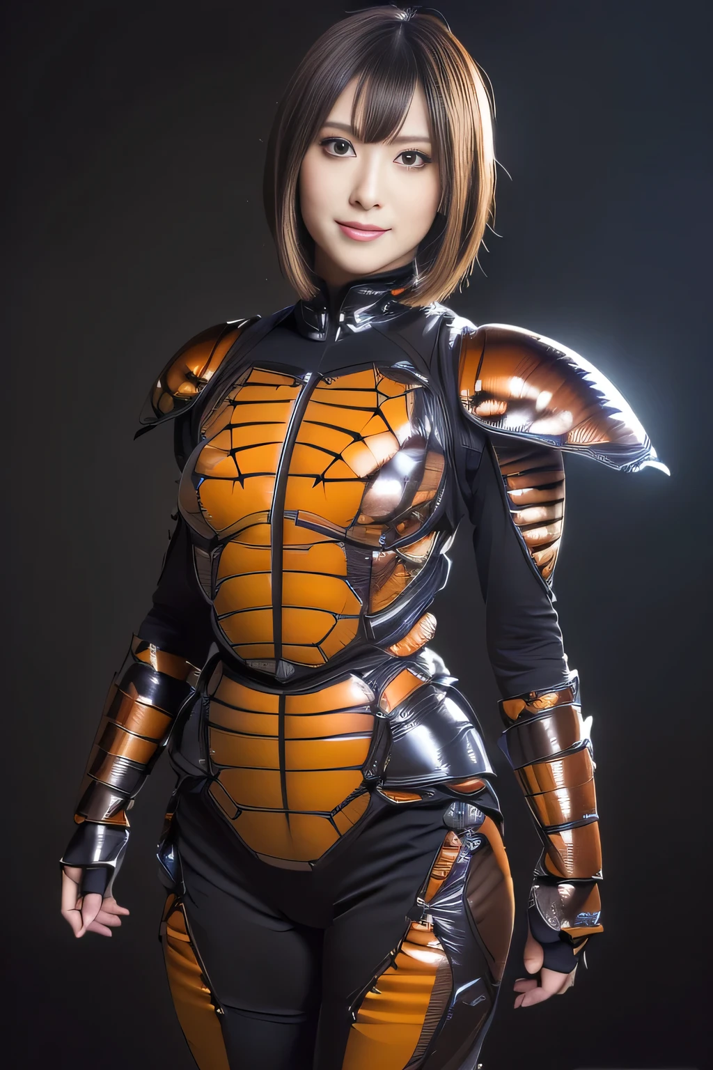 (high resolution,masterpiece,best quality,extremely detailed CG, anime, official art:1.4), realistic, photo, amazing fine details, all intricate, gloss and shiny,awesome many layers, 8k wall paper, 3d, sketch, kawaii, illustration,( solo:1.4), perfect female proportion,villainess, (fusion of dark brown cockroach and lady:1.4), (brown cockroach form lady:1.2), (brown cockroach lady:1.2), (fusion:1.2), (solo:1.4), (evil smile:1.2), muscular, abs, (cockroach brown exoskeleton bio insect suit:1.4), (cockroach brown exoskeleton bio insect armor:1.2), (brown transparency cockroach wing:1.4), (brown cockroach antennae:1.3),