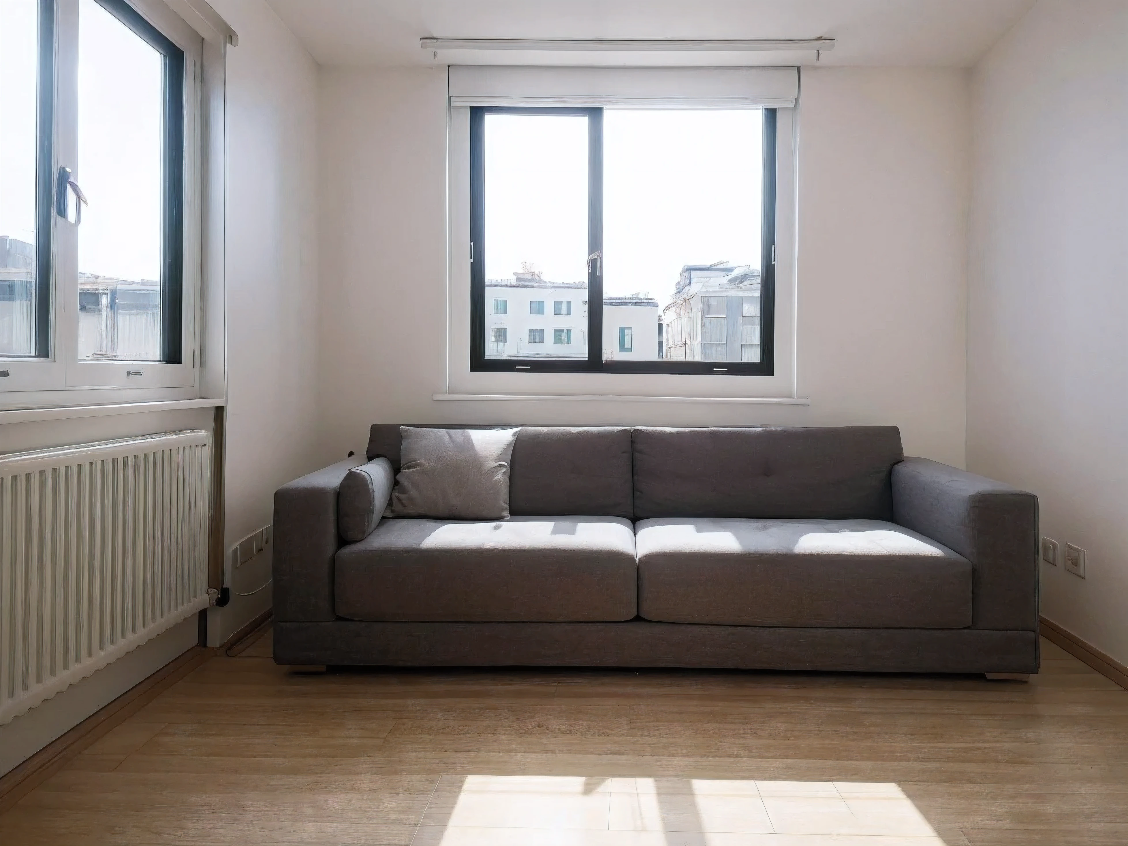 Highest quality,4K,8k,High resolution,masterpiece:1.2,Very detailed,Realist,fotorRealist:1.37, Attention to detail, Highest quality to emphasize the warmth and comfort of the scene,masterpiece,Interior design,unmanned,Modern Style,living room,window,Daytime,sunlight、studio、Apartment、The walls are white、There is nothing in the room