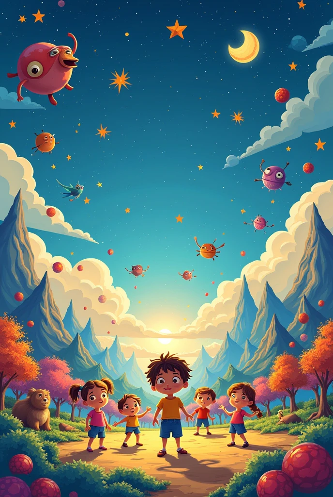 Poster of story telling competition in kids cartoon theme