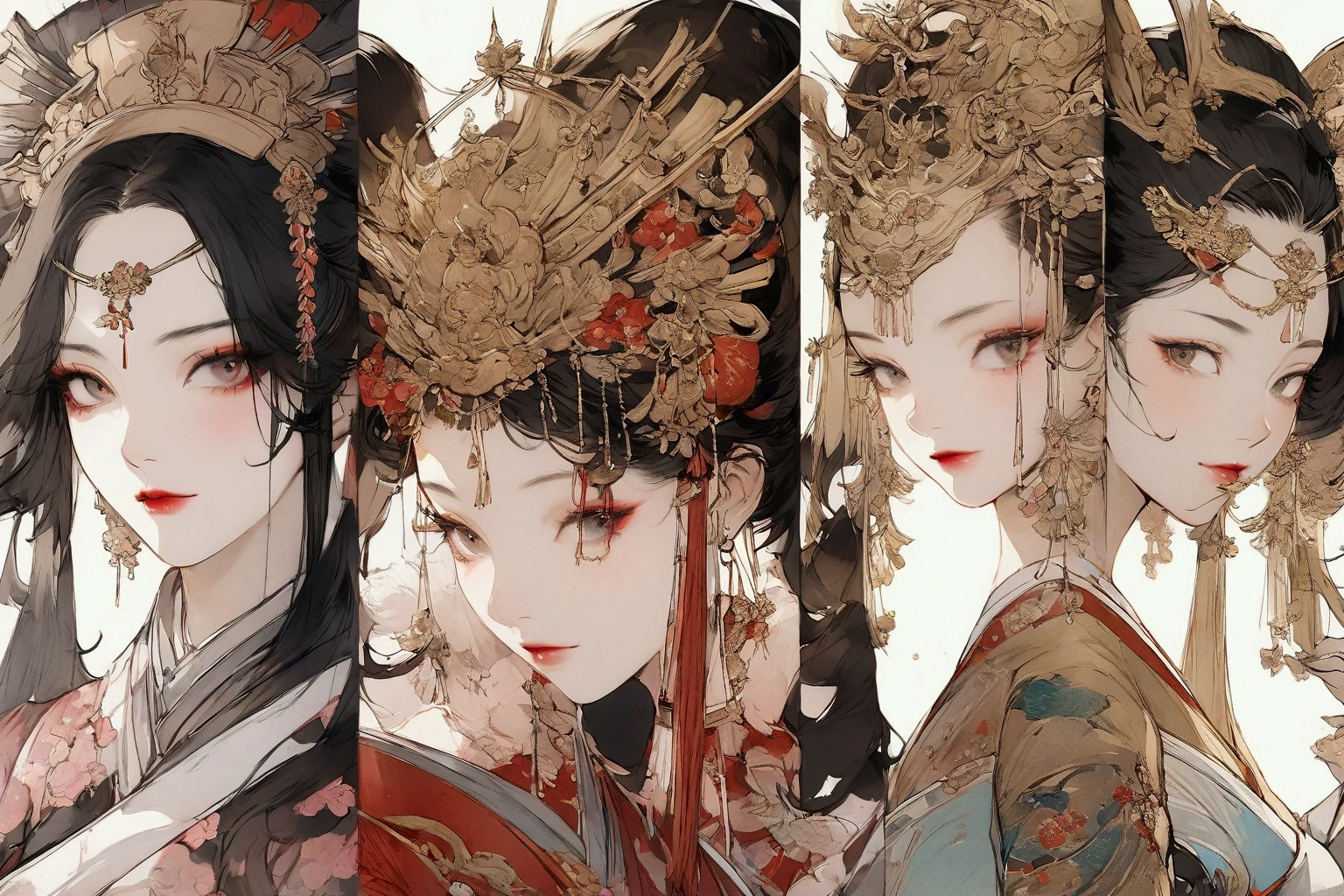 Handheld fan、Arav woman wearing a garland, Beautiful digital illustrations, A beautiful artistic illustration, Stunning digital illustrations, Beautiful digital artwork, Inspired by Yin Dourui, Digital illustration style, Chinese Empress, Portrait of a geisha, Beautiful fantasy queen, Beautiful digital illustrations, Portrait of a beautiful geisha, Portrait of a geisha