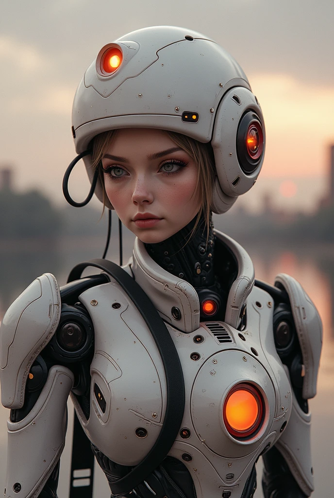 there is a woman in a robot suit posing for a picture, cyberpunk art inspired by Marek Okon, cgsociety contest winner, neo-dada, cute cyborg girl, beutiful white girl cyborg, perfect android girl, beutiful girl cyborg, perfect anime cyborg woman, cyborg girl, cyborg - girl, beautiful cyborg girl, beautiful female android!, perfect cyborg female