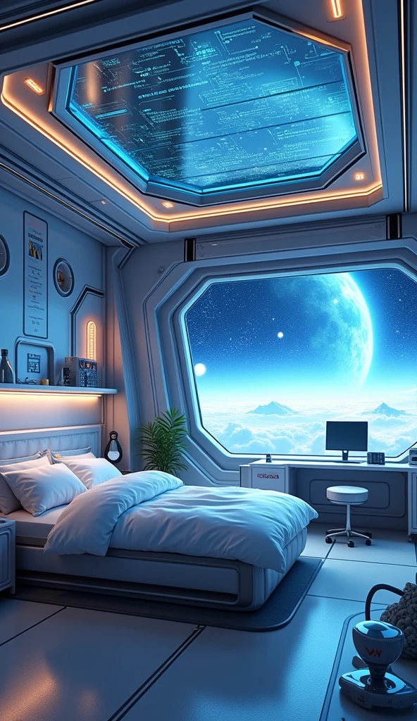 Spaceship, bedroom, futuristic, anime