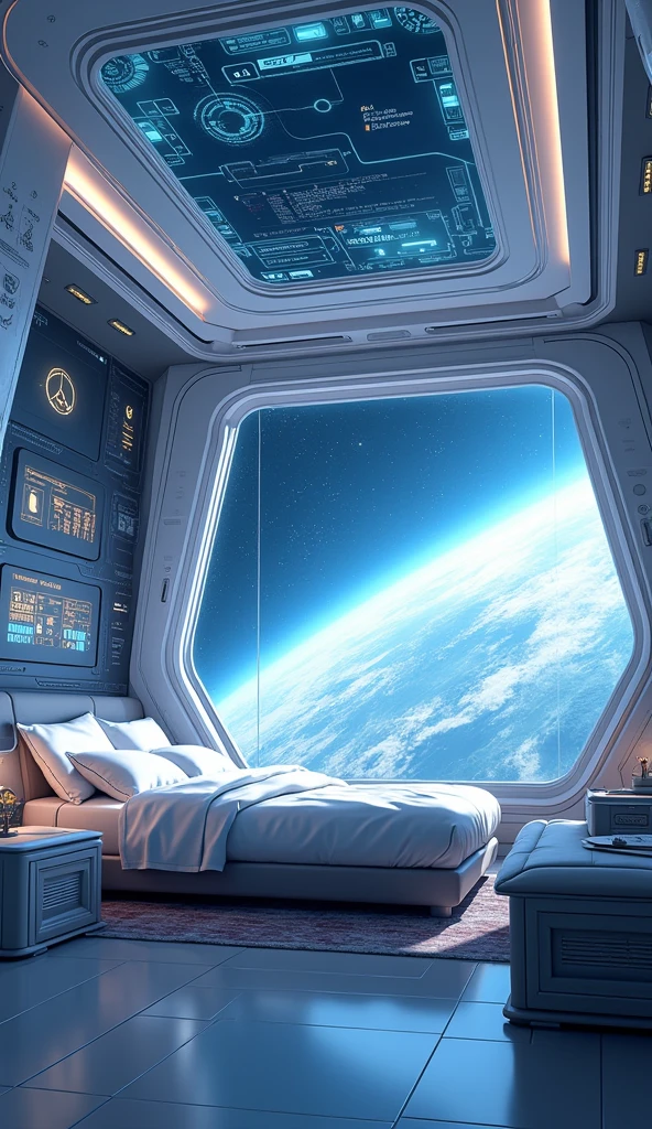 Spaceship, bedroom, futuristic, anime