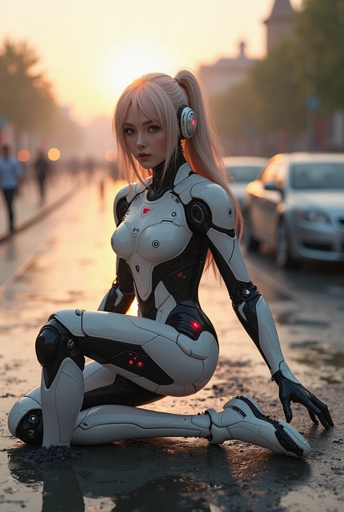 there is a woman in a robot suit posing for a picture, cyberpunk art inspired by Marek Okon, cgsociety contest winner, neo-dada, cute cyborg girl, beutiful white girl cyborg, perfect android girl, beutiful girl cyborg, perfect anime cyborg woman, cyborg girl, cyborg - girl, beautiful cyborg girl, beautiful female android!, perfect cyborg female