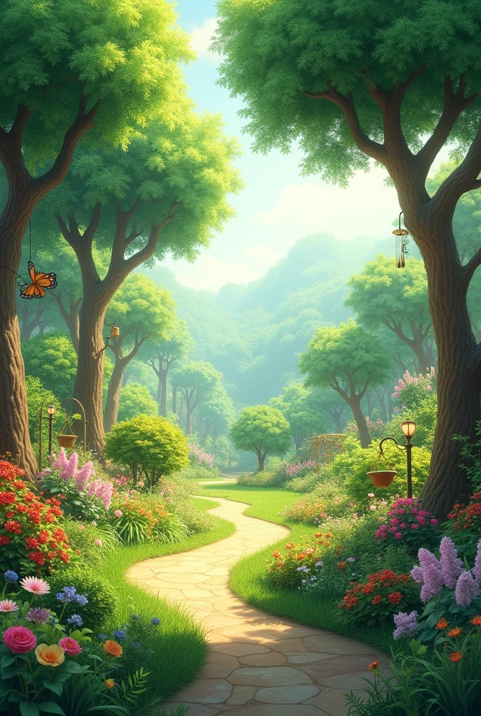 add a garden background to the image