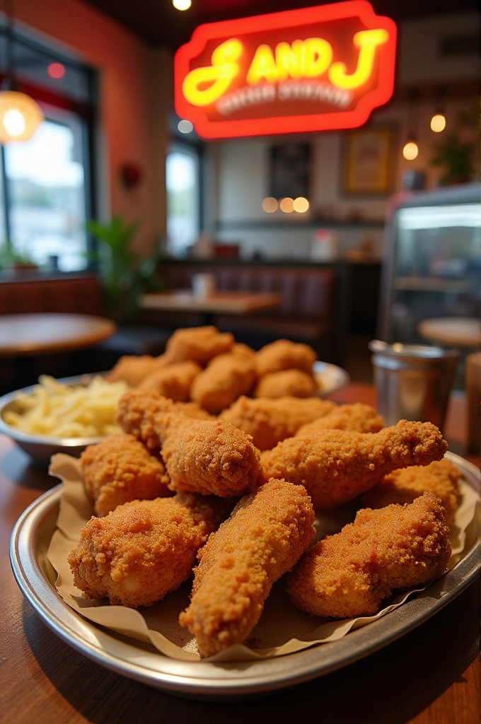 Fried Chicken with the name G and J Chicken Station