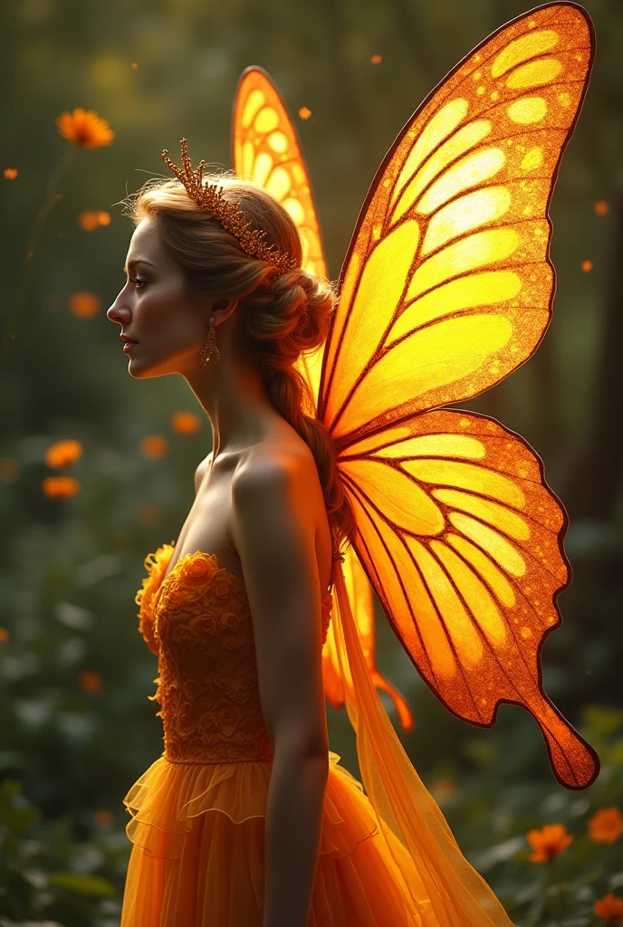  Goddess of butterflies, With beautiful wings, Beautiful fairy, With blazing golden wings, Butterfly wings, Beautiful adult fairy, Portrait of a fairy, Beautiful adult fairy queen, Portrait of a fairy