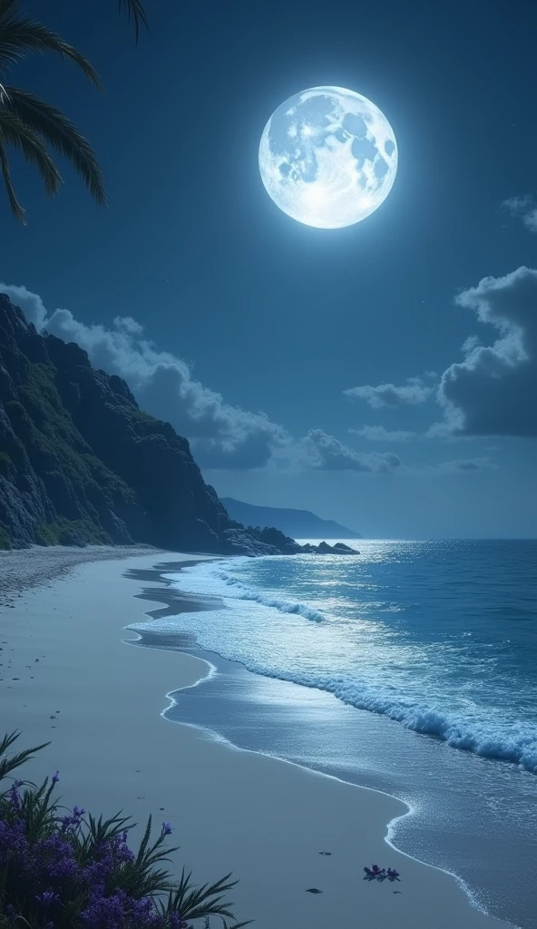 Moon night beach, no person