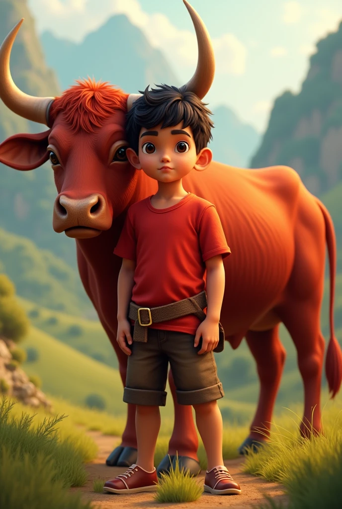 Red ox betten boy this boy also wears red t-shirt