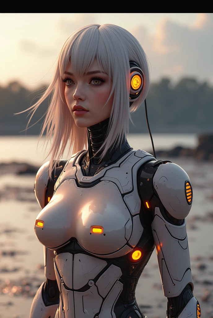 there is a woman in a robot suit posing for a picture, cyberpunk art inspired by Marek Okon, cgsociety contest winner, neo-dada, cute cyborg girl, beutiful white girl cyborg, perfect android girl, beutiful girl cyborg, perfect anime cyborg woman, cyborg girl, cyborg - girl, beautiful cyborg girl, beautiful female android!, perfect cyborg female