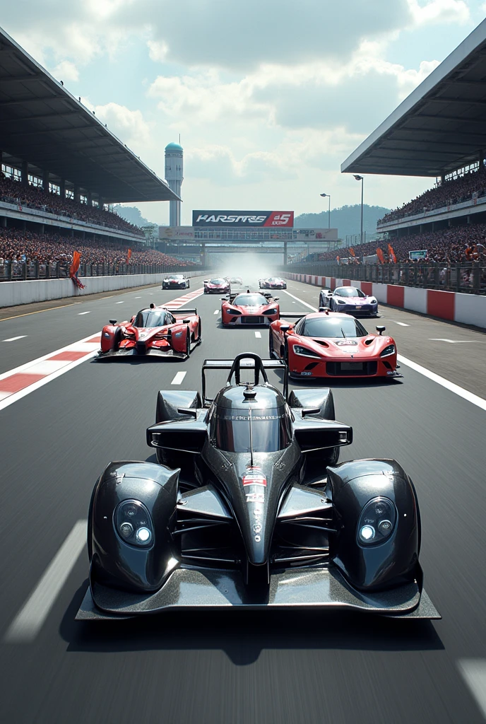 Car racing in a track
