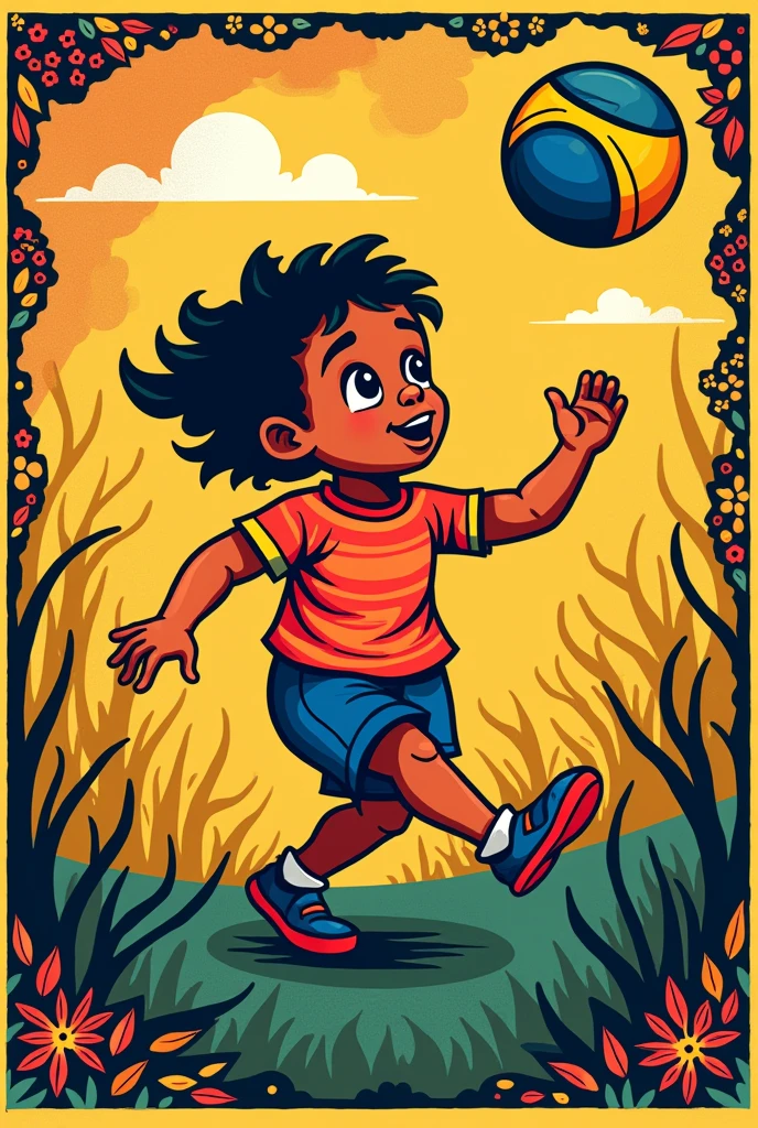 Cordel woodcut with an image of an playing ball