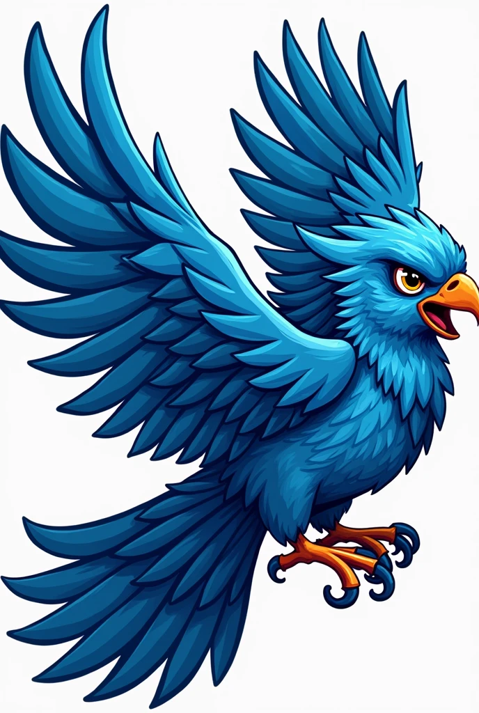 a blue bird with its wings spread, vector art, terinspirasi oleh Victor Noble Rainbird, artstation, clash of clans style, trending on dribbble mascot.featuring, crow, fierce expression 4k, in the quetzecoatl art style, a face in need of a fist, uncompressed png, totem, united, symbol of wisdom