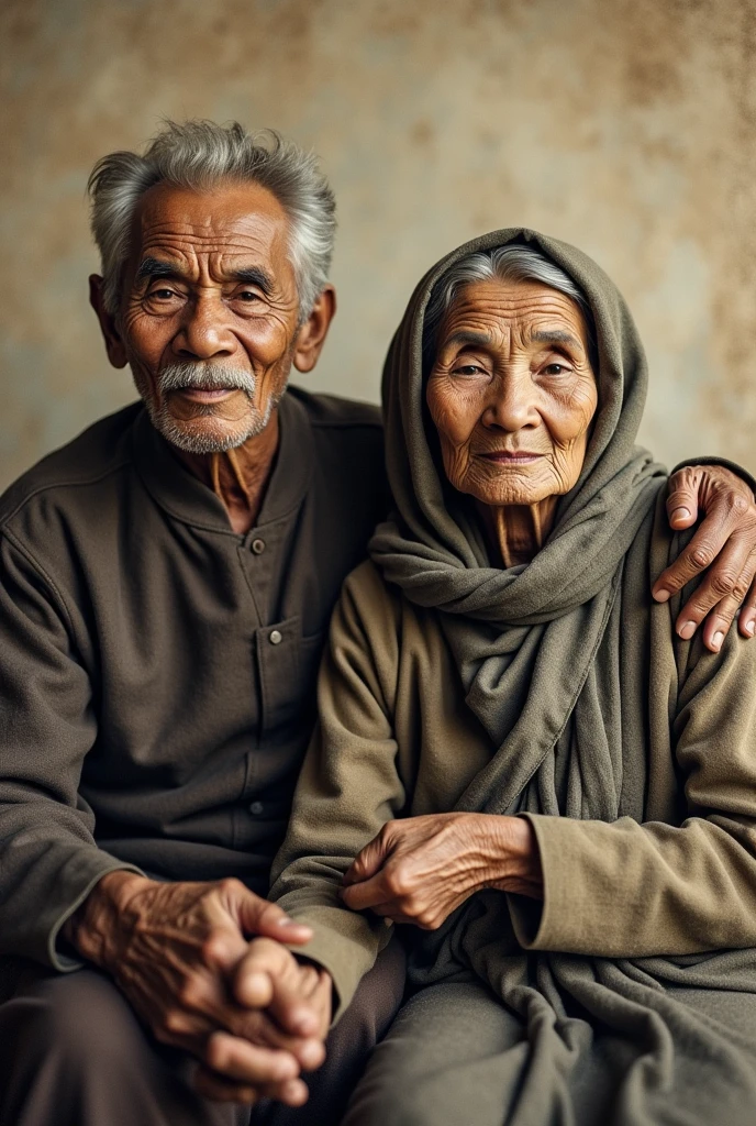 An old Nepali grandfather and grandmother photo in vintage